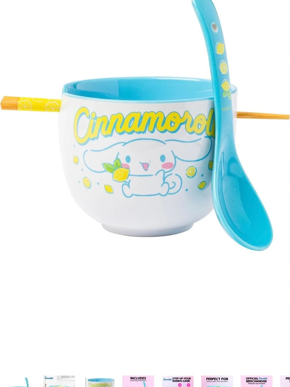 Sanrio Cinnamoroll White and Light Blue Ramen Bowl with Chopsticks